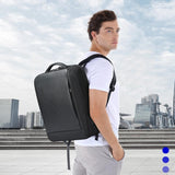 Large Capacity Cowhide Laptop Backpack with Usb & Type-c Port - Top-Down View