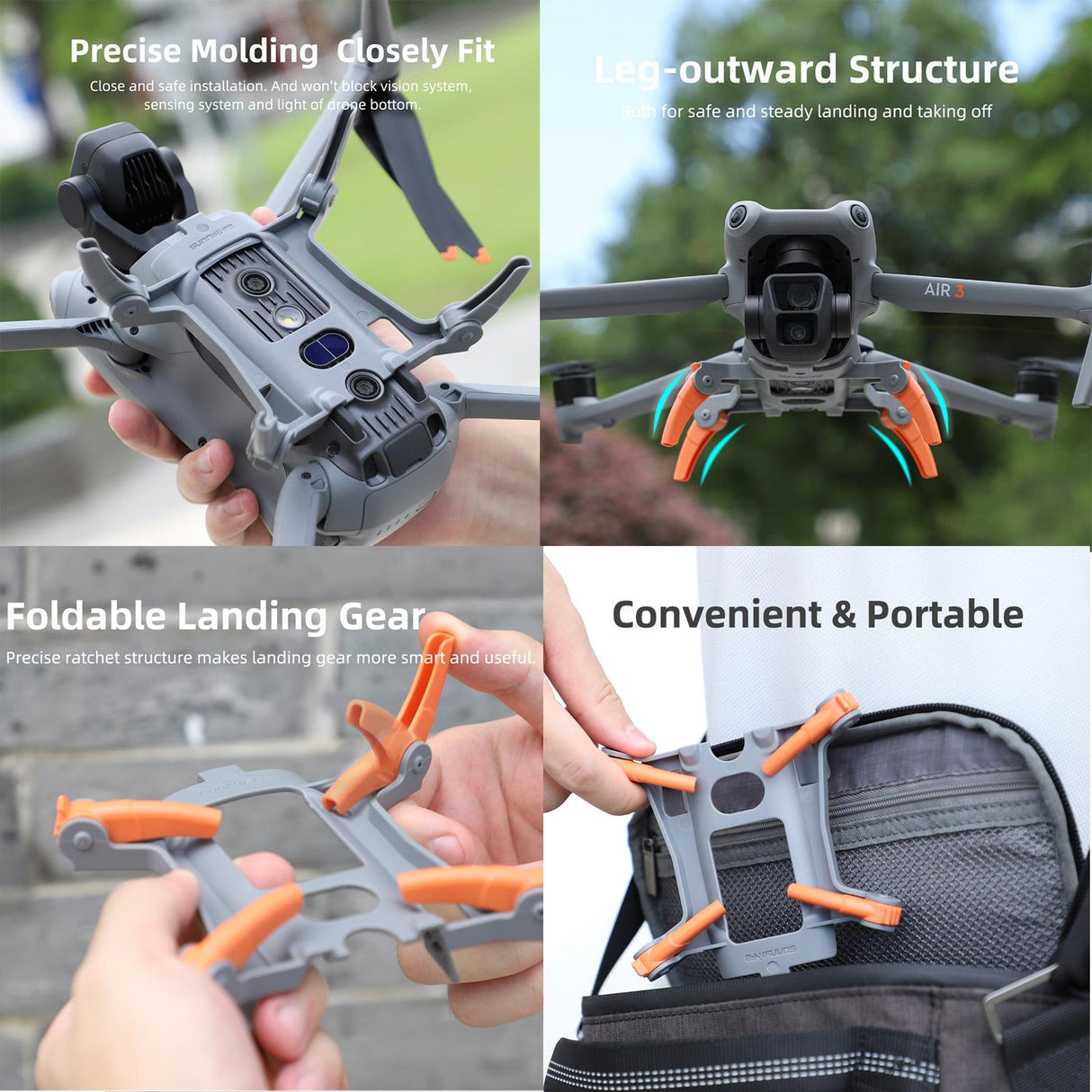 Foldable Spider Landing Gear for Dji Air 3 - Lg664 - Orange