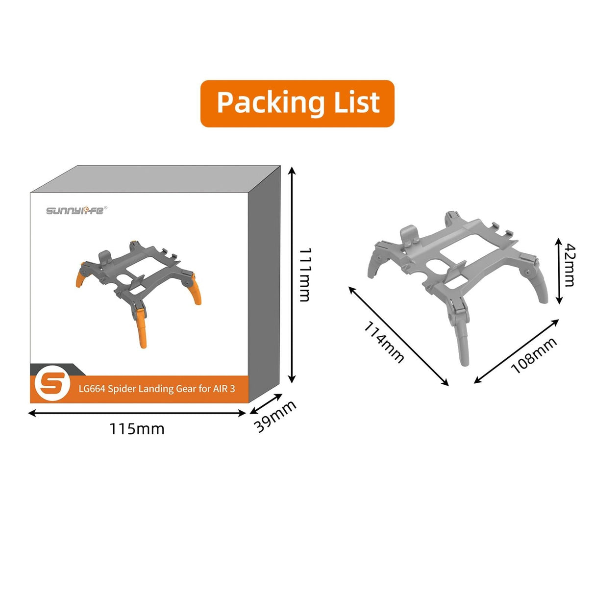 Foldable Spider Landing Gear for Dji Air 3 - Lg664 - Orange