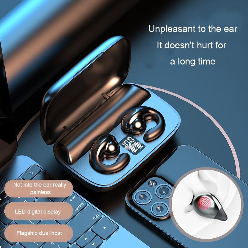 Wireless Bone Conduction Earphones with Noise Reduction - Black