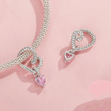 925 Sterling Silver Twisted Rope Heart Pendant Beads - Top-Down View