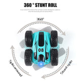 Double Sided 2.4g Mini Rc Car - High Speed Remote Control Toy - English Box 08 Blue - Rear View