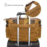 Leather Waxed Canvas Crossbody Bag For Outdoors - S11 Gray