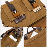Leather Waxed Canvas Crossbody Bag For Outdoors - S11 Gray - Extra Image