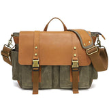 Leather Waxed Canvas Crossbody Bag For Outdoors - S11 Gray