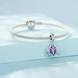 925 Sterling Silver Lotus Pendant Tourmaline Bracelet Beads - Side View