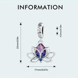 925 Sterling Silver Lotus Pendant Tourmaline Bracelet Beads - 45-Degree Angle