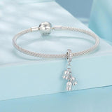 925 Sterling Silver Platinum Plated Lily Of The Valley Bracelet Pendant - Top-Down View