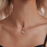925 Sterling Silver Platinum Plated Lily Of The Valley Bracelet Pendant - Rear View