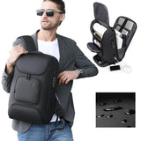 Waterproof Antitheft Men Backpack For 15.6 Laptop - Travel Ready - Black - Side View