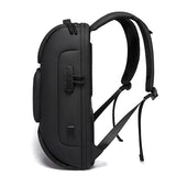 Waterproof Antitheft Men Backpack For 15.6 Laptop - Travel Ready - Black - Top-Down View