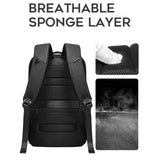 Waterproof Antitheft Men Backpack For 15.6 Laptop - Travel Ready - Black - Rear View