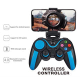 Wireless Bluetooth Game Handle for Android / Ios Phones with Holder - Blue / Black - Top-Down View