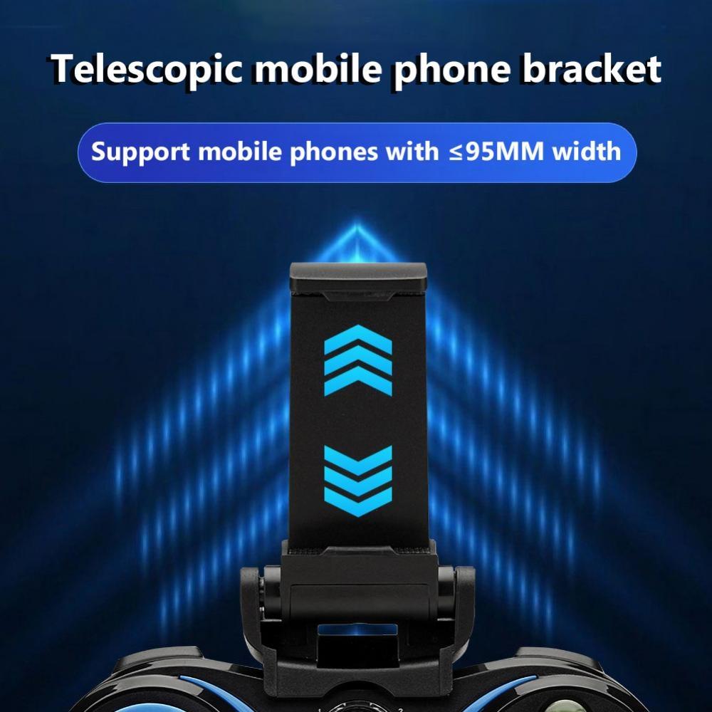 Wireless Bluetooth Game Handle for Android / Ios Phones with Holder - Blue / Black