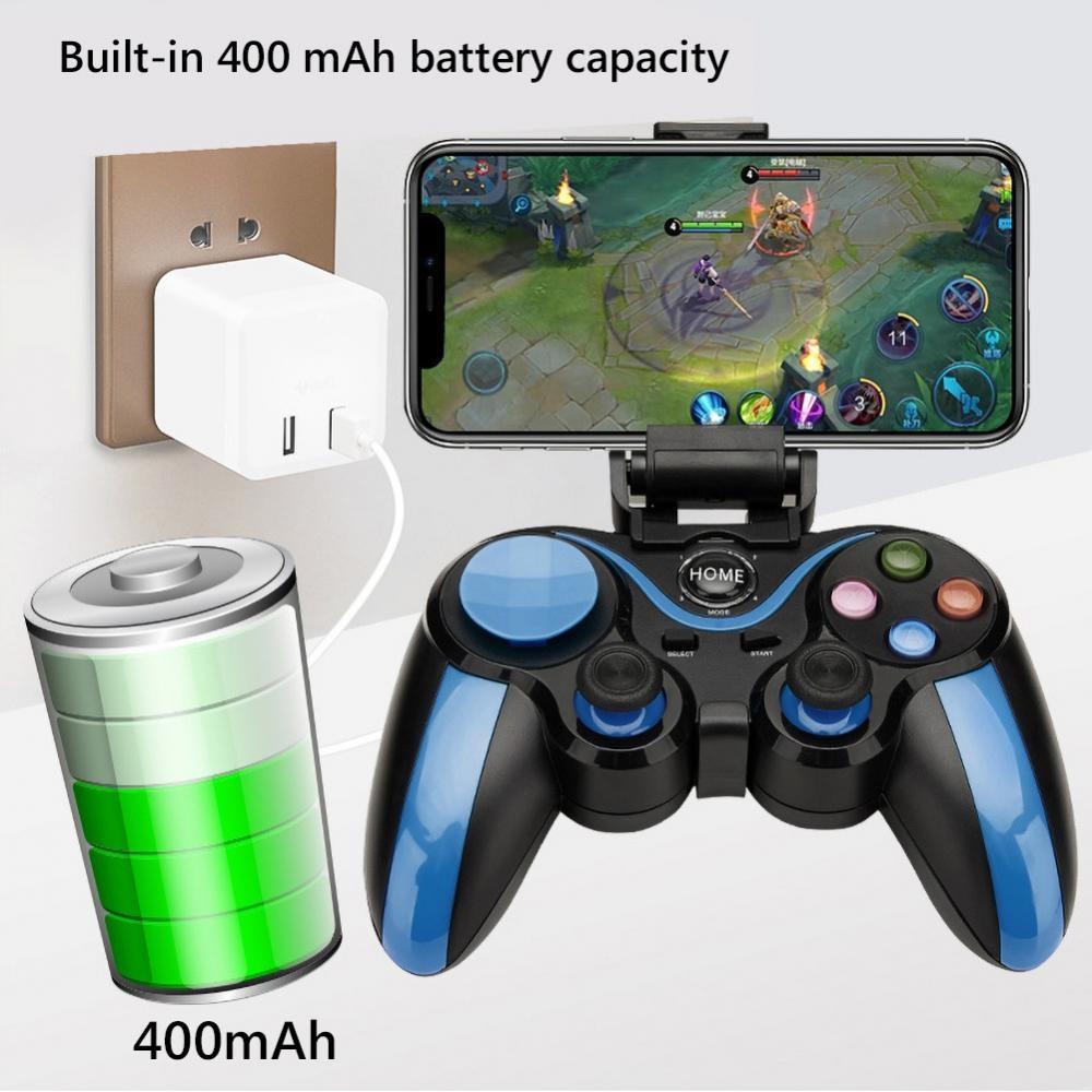 Wireless Bluetooth Game Handle for Android / Ios Phones with Holder - Blue / Black