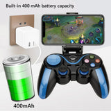 Wireless Bluetooth Game Handle for Android / Ios Phones with Holder - Blue / Black - Low Angle