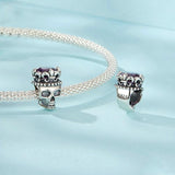 925 Sterling Silver Halloween Skull Beads - Front View