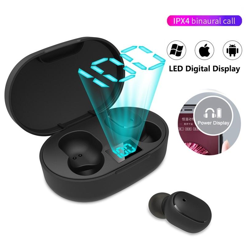 Wireless Bluetooth Earphones with E6s Led Display - Tws - White