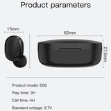Wireless Bluetooth Earphones with E6s Led Display - Tws - White