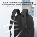 19 Inch Large Capacity Waterproof Backpack With Usb Black - 45-Degree Angle