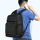 19 Inch Large Capacity Waterproof Backpack With Usb Black - Low Angle