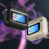 Wireless Bluetooth Earphones with Touch Screen and Active Noise Reduction - Black - Side View