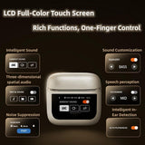 Wireless Bluetooth Earphones with Touch Screen and Active Noise Reduction - Black