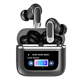 Wireless Bluetooth Earphones with Touch Screen and Active Noise Reduction - Black