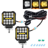 4 Inch Square Mixed Luminous Angel Eye Car Work Light - Side View