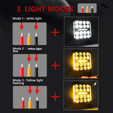 4 Inch Square Mixed Luminous Angel Eye Car Work Light - Rear View