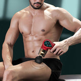 Compact Lcd Muscle Massager With Mini Fascia Gun - Black - Low Angle