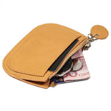 Ultra Thin Zippered Mini Wallet For Women Compact Coin Purse - Yellow - Rear View