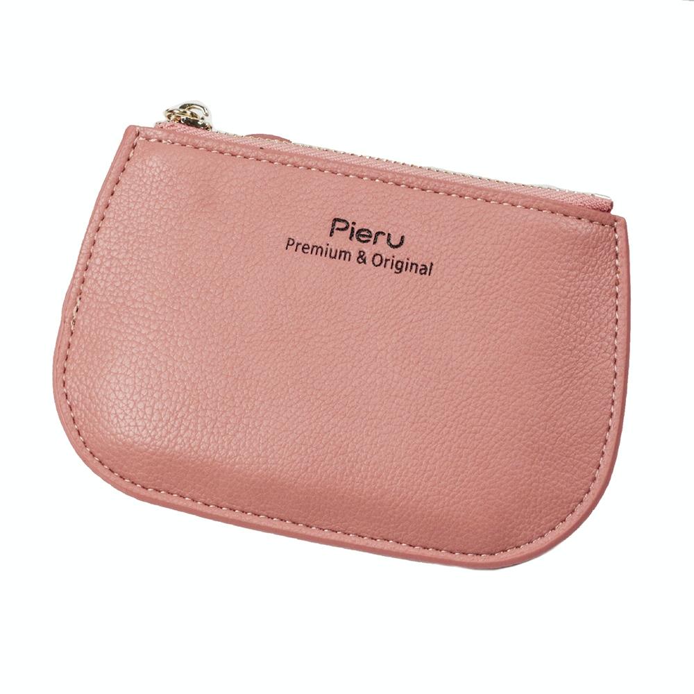 Ultra Thin Zippered Mini Wallet For Women Compact Coin Purse - Yellow