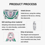 925 Sterling Silver Platinum Plated Doll Pendant With Beads - Side View