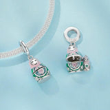 925 Sterling Silver Platinum Plated Doll Pendant With Beads - Top-Down View