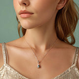 925 Sterling Silver Platinum Plated Doll Pendant With Beads - Close-Up Angle
