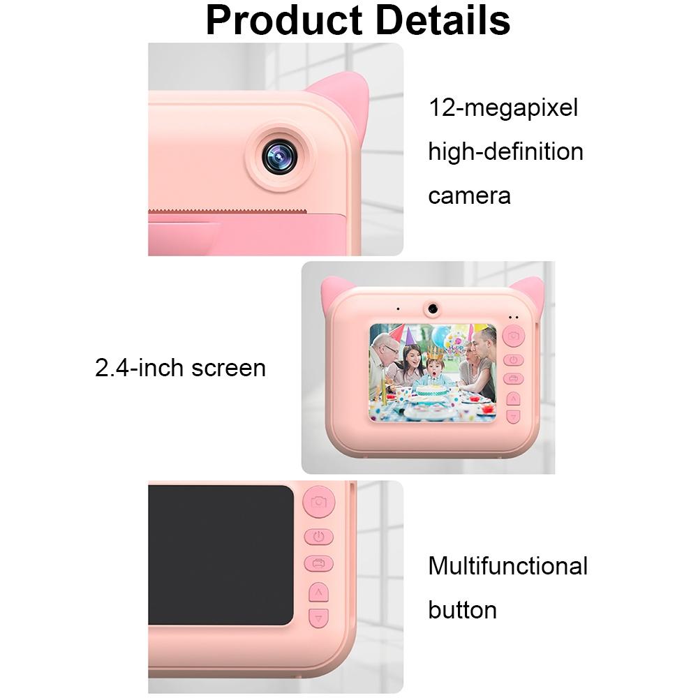 2.4 Hd Screen Kids Thermal Printing Camera - no Memory Card - Blue