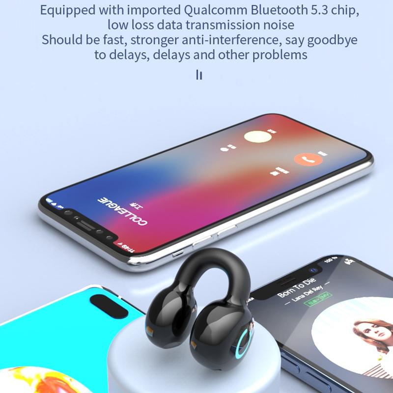 Wireless Bone Conduction Earphone - Single Ear Clamp Design - Black
