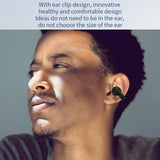 Wireless Bone Conduction Earphone - Single Ear Clamp Design - Black - Rear View