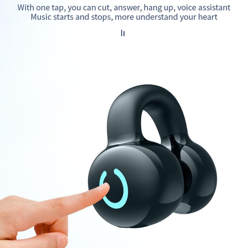 Wireless Bone Conduction Earphone - Single Ear Clamp Design - Black