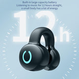 Wireless Bone Conduction Earphone - Single Ear Clamp Design - Black