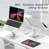 Silver Laptop Lifting Bracket - 360 Degree Rotation - Side View