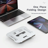 Silver Laptop Lifting Bracket - 360 Degree Rotation - Rear View