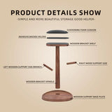 Acacia Vr Helmet Storage Rack for Quest 2 and Pico 3 / 4 - Walnut - Close-Up Angle