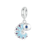 925 Sterling Silver Platinum Plated Chameleon Pendant - Front View