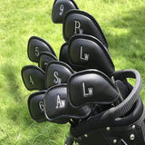 Versatile 12-piece Golf Club Cap Set in Black Pu Leather with Litchi Texture - Rear View