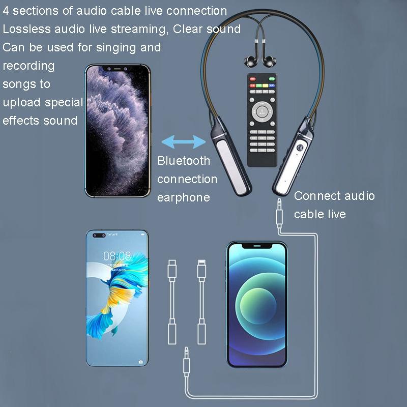 Wireless Sports Earphones with Bluetooth 5.3 and Built-in Sound Card - Black