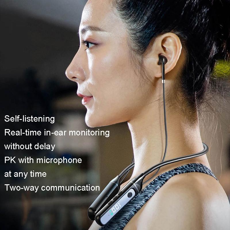 Wireless Sports Earphones with Bluetooth 5.3 and Built-in Sound Card - Black
