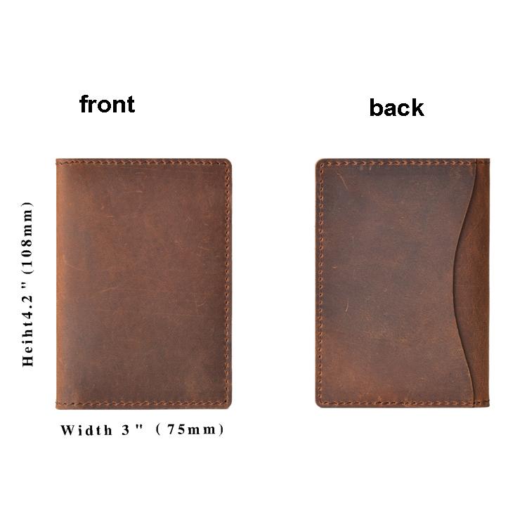 Minimalist Cowhide Card Holder Compact Wallet For Bank & Membership Cards - Brown