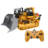 9-Channel Remote Control Bulldozer Toy With Alloy Excavator - Front View